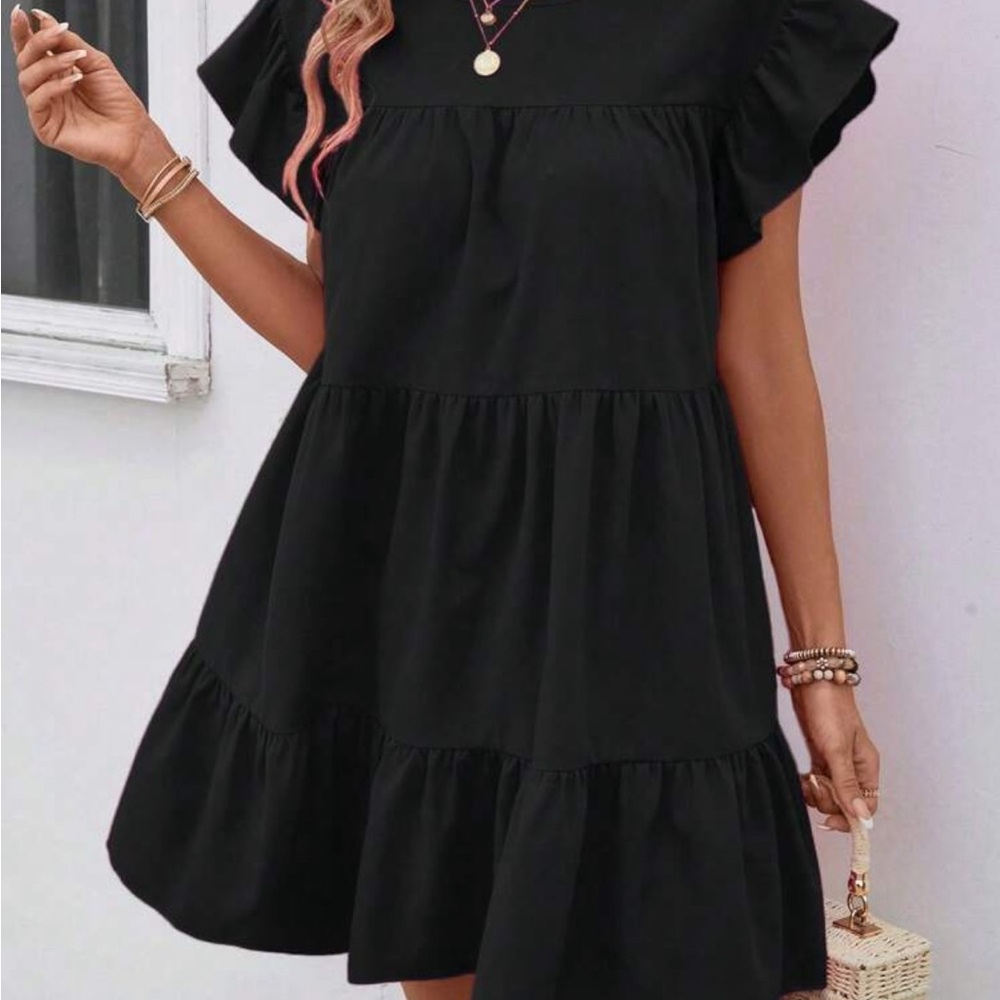 SHEIN Black Ruffle Mini Dress